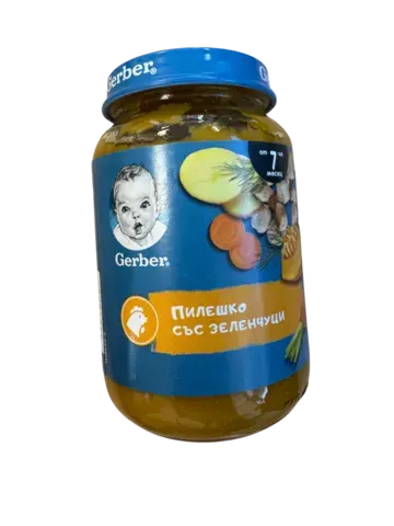 бебешко пюре пилешко със зеленчуци